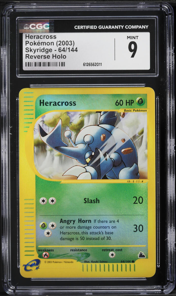2003 Pokemon Skyridge Reverse Holo Heracross #64 CGC 9 MINT