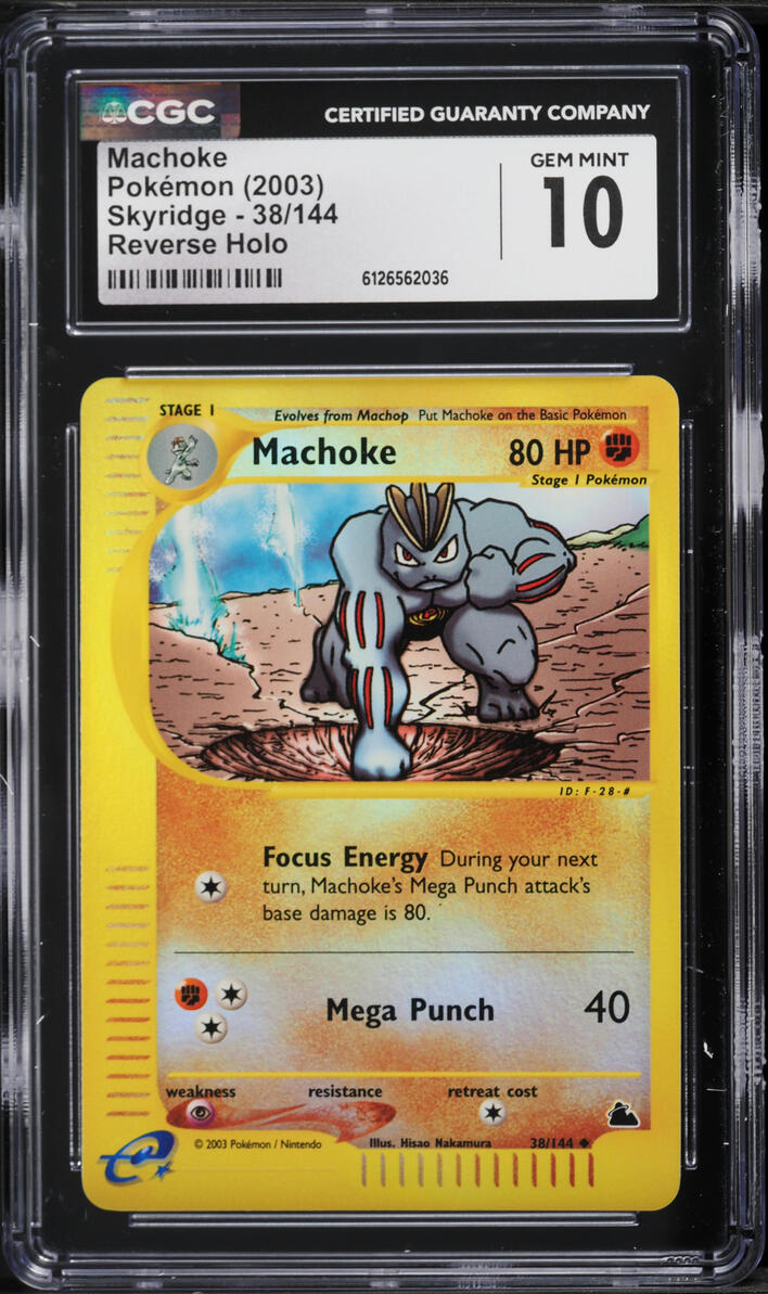 2003 Pokemon Skyridge Reverse Holo Machoke #38 CGC 10 GEM MINT