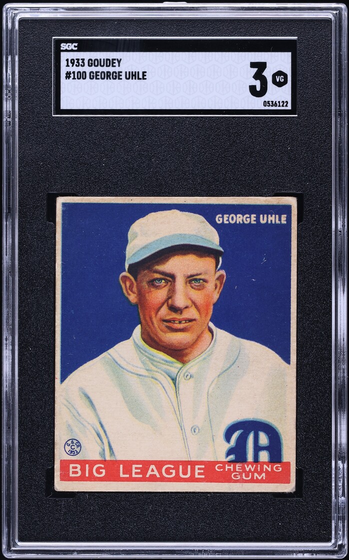 1933 Goudey George Uhle #100 SGC 3 VG