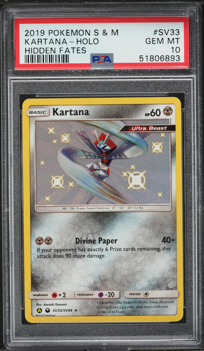 2019 Pokemon Sun & Moon Hidden Fates Shiny Kartana #SV33 PSA 10 GEM MINT