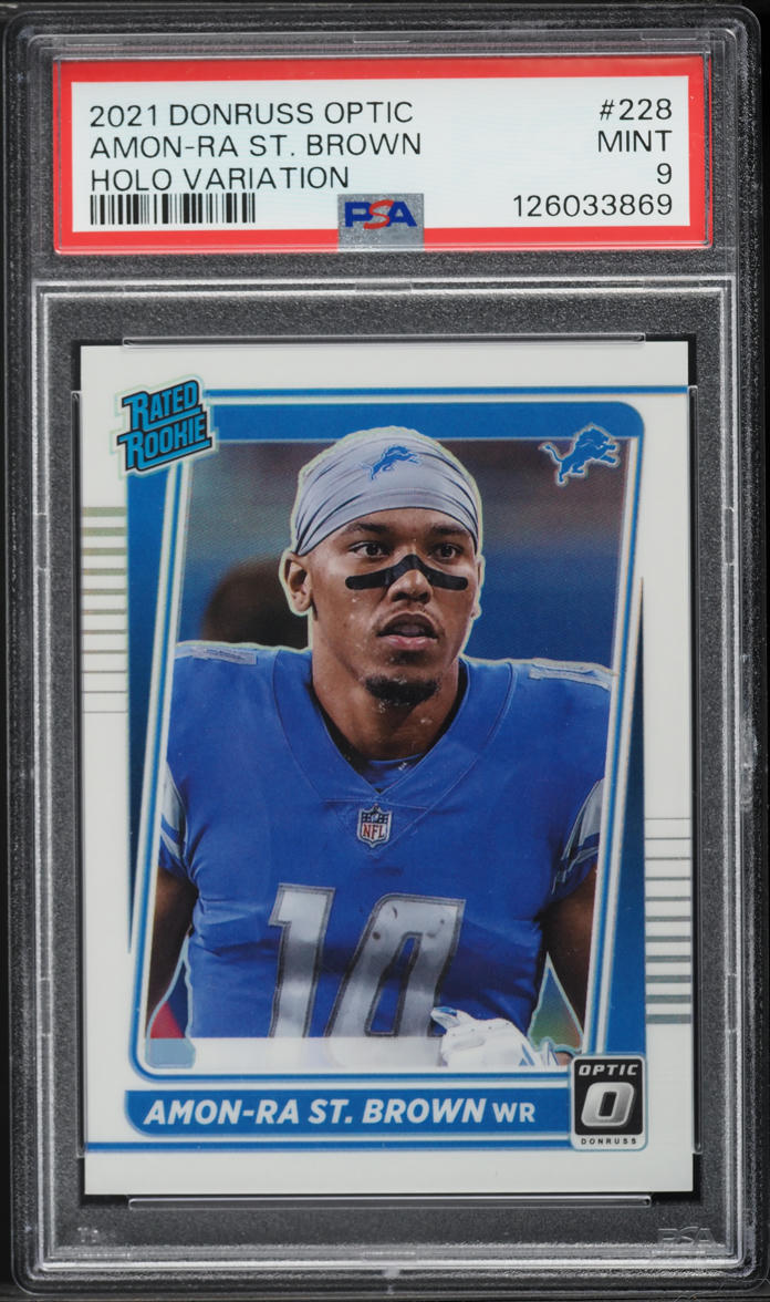 2021 Donruss Optic Variation Holo Amon-Ra St. Brown ROOKIE #228 PSA 9 MINT