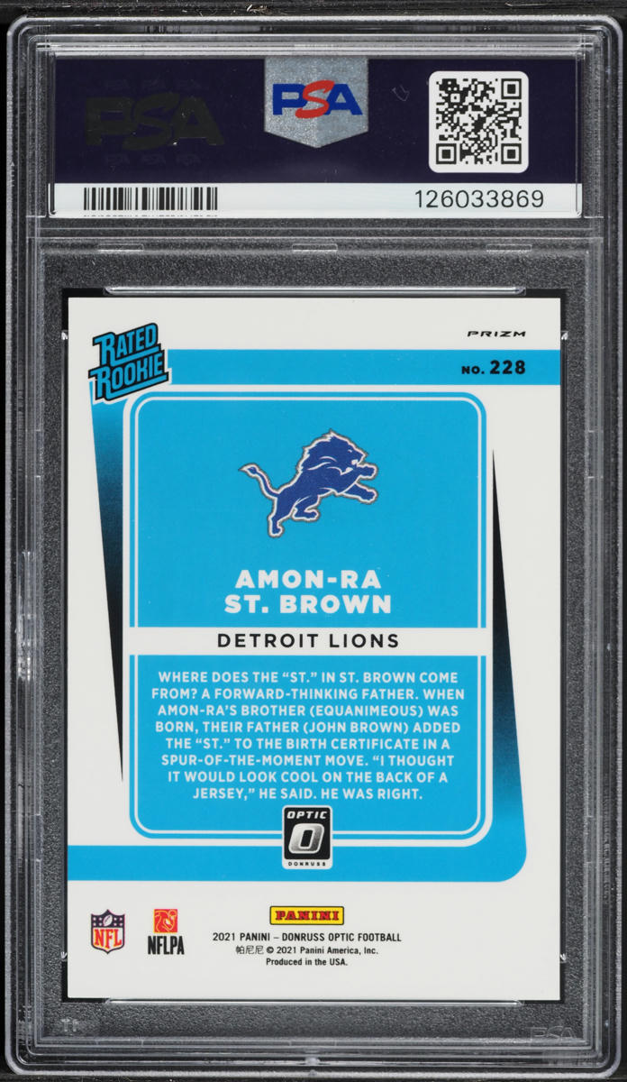 2021 Donruss Optic Variation Holo Amon-Ra St. Brown ROOKIE #228 PSA 9 MINT