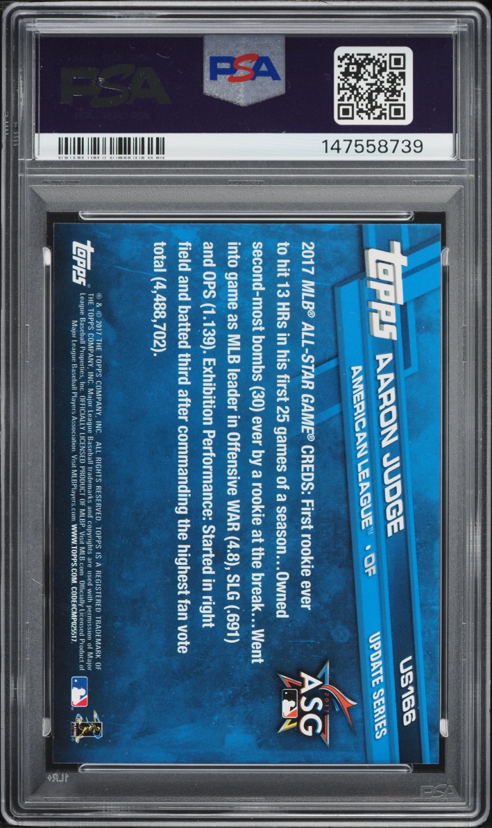 2017 Topps Update Throwing Aaron Judge ROOKIE #US166 PSA 10 GEM MINT