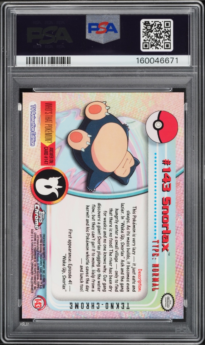2000 Topps Chrome Pokemon Series 2 Tekno Snorlax #143 PSA 10 GEM MINT