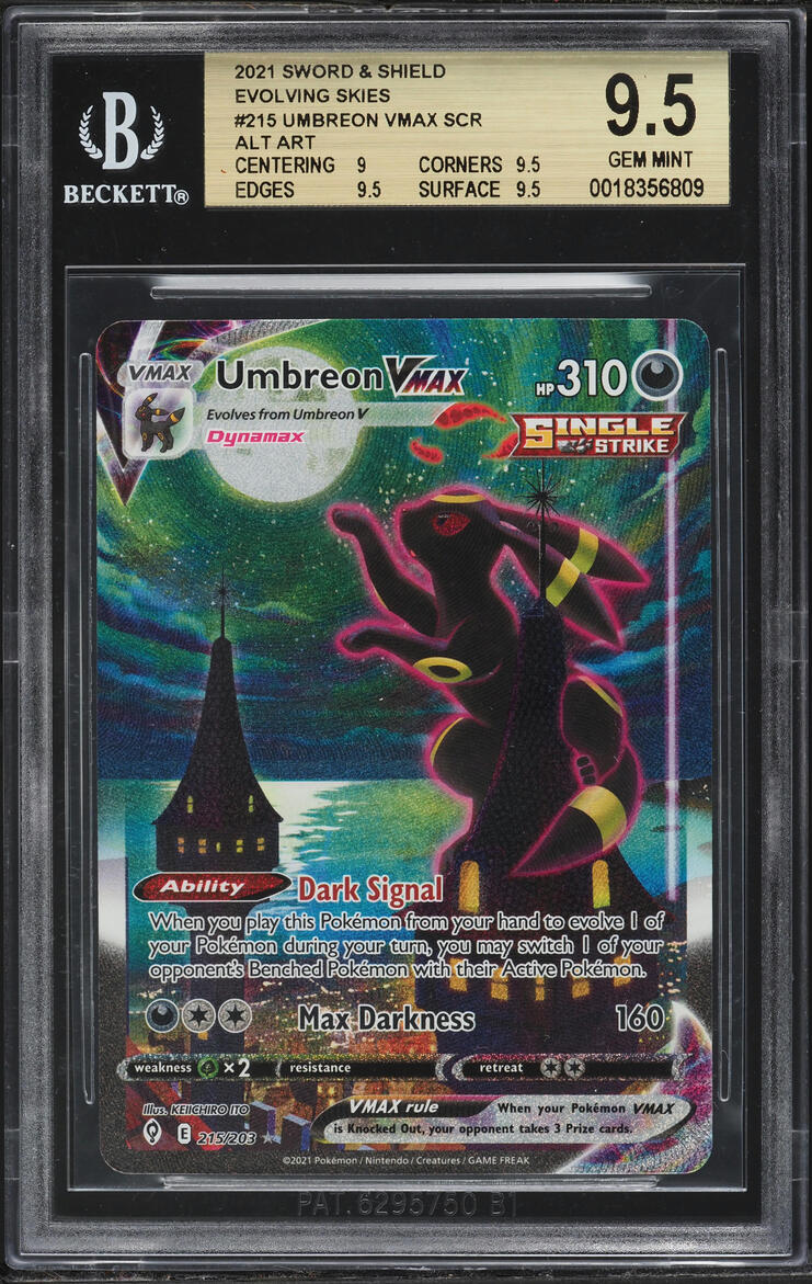 2021 Pokemon Sword & Shield Evolving Skies Alt Art Umbreon VMAX #215 BGS 9.5 GEM MINT