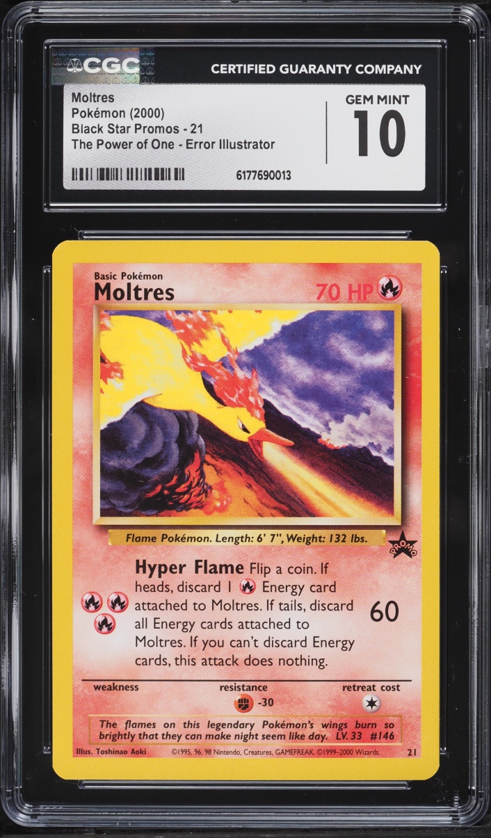 2000 Pokemon Black Star Promo Aoki Error Moltres #21 CGC 10 GEM MINT