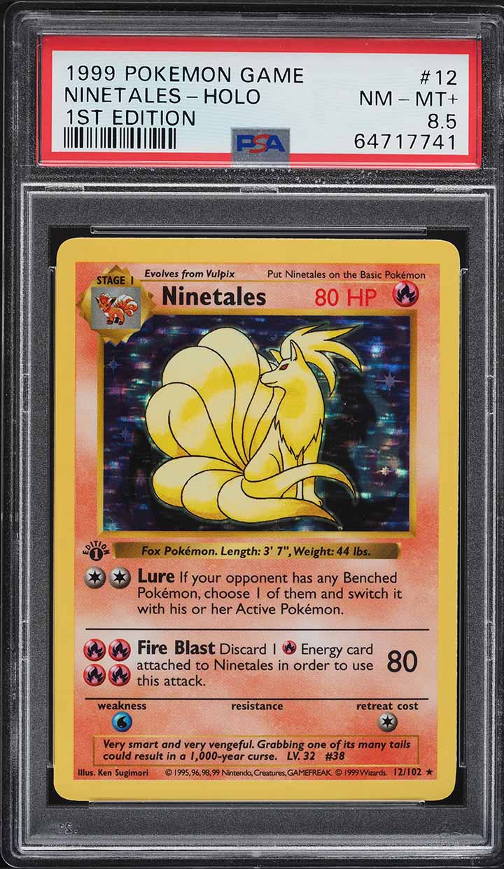 1999 Pokemon Base Set Shadowless 1st Edition Holo Ninetales #12 PSA 8.5 NM-MT+