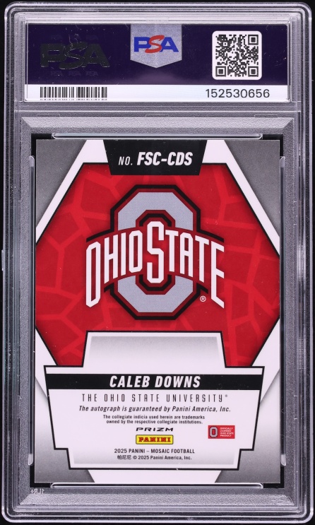 2025 Panini Mosaic Future Scripts Caleb Downs ROOKIE AUTO #FSC-CDS PSA 9 MINT