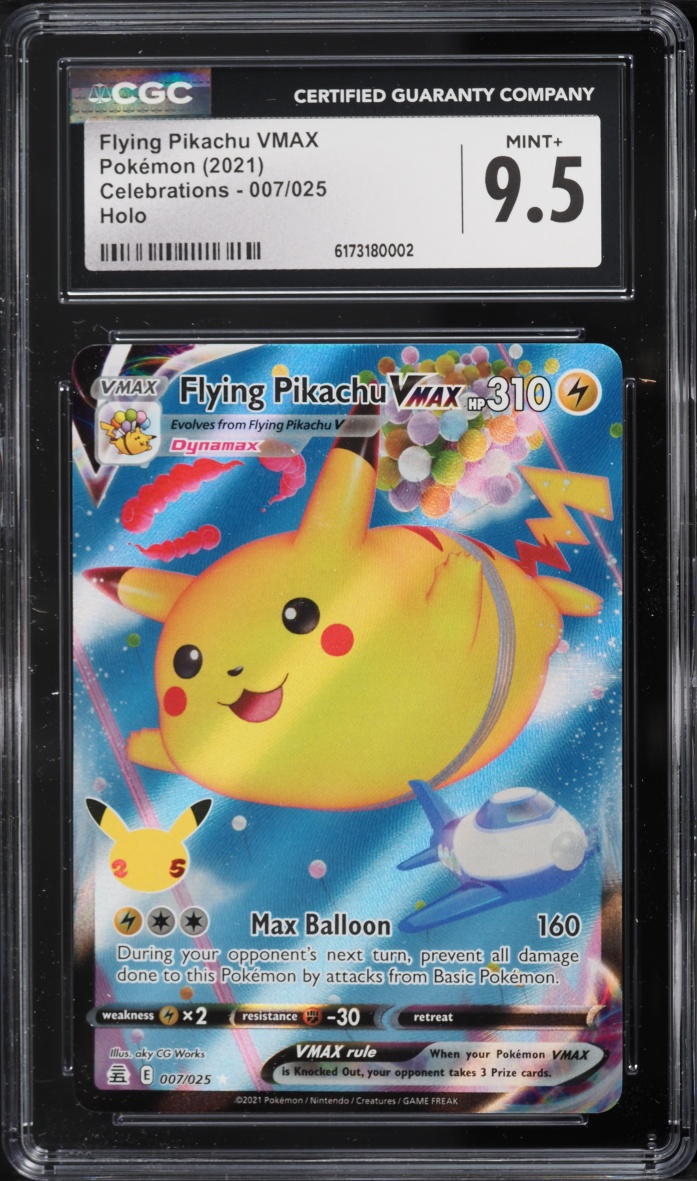 2021 Pokemon Sword & Shield Celebrations Full Art Flying Pikachu VMAX #7 CGC 9.5 MINT+