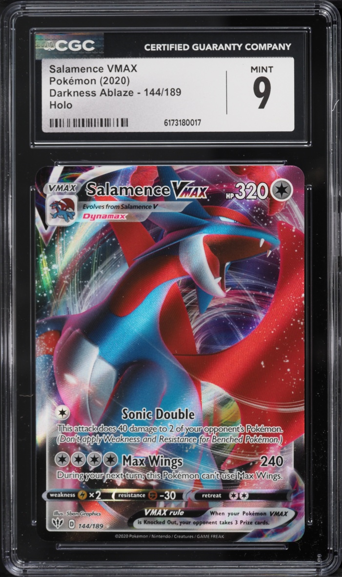 2020 Pokemon Sword & Shield Darkness Ablaze Full Art Salamence VMAX #144 CGC 9 MINT