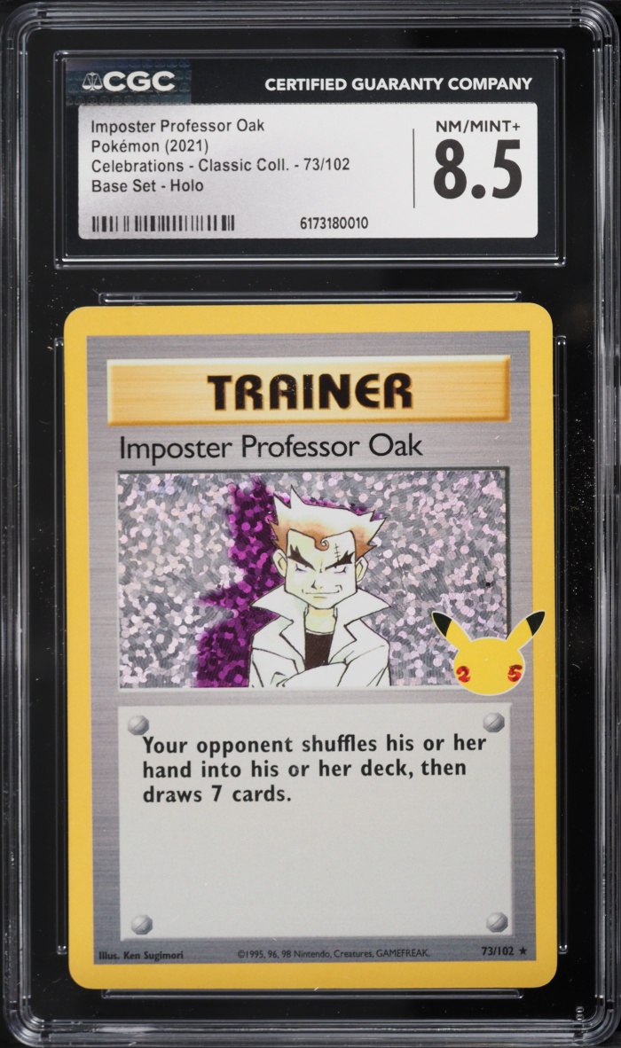 2021 Pokemon SWSH Celebrations Classic Holo Imposter Professor Oak #73 CGC 8.5 NM-MT+