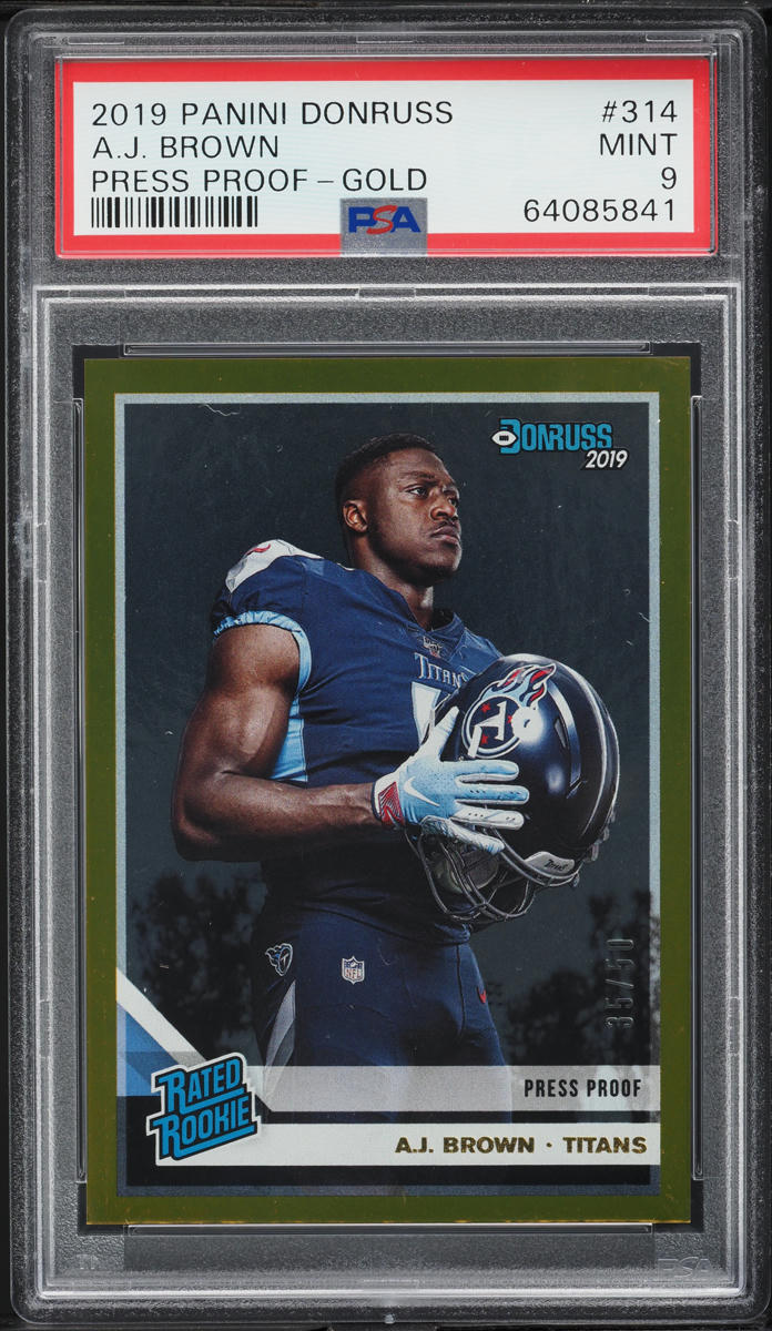 2019 Donruss Press Proof Gold A.J. Brown ROOKIE /50 #314 PSA 9 MINT