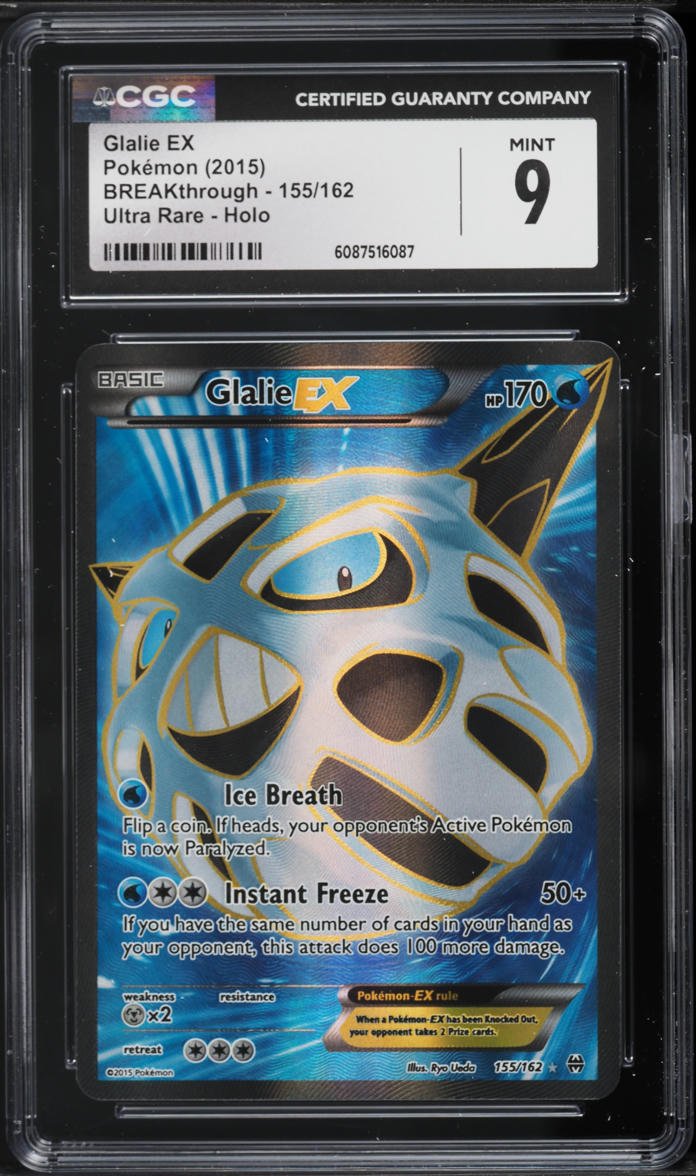 2015 Pokemon XY BREAKthrough Full Art Glalie EX #155 CGC 9 MINT