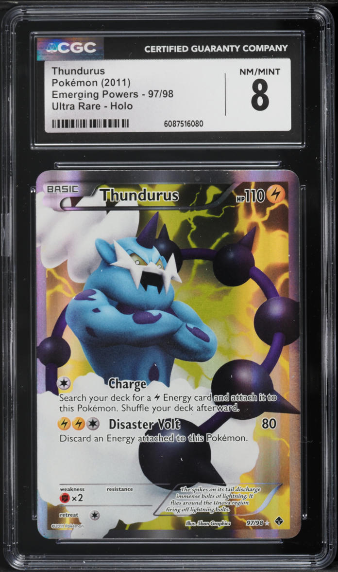 2011 Pokemon Black & White Emerging Powers Full Art Thundurus #97 CGC 8 NM-MT