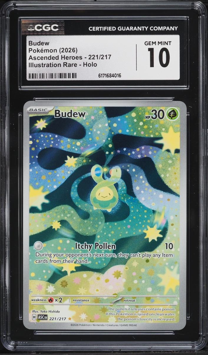 2026 Pokemon Mega Evolution Ascended Heroes IR Budew #221 CGC 10 GEM MINT