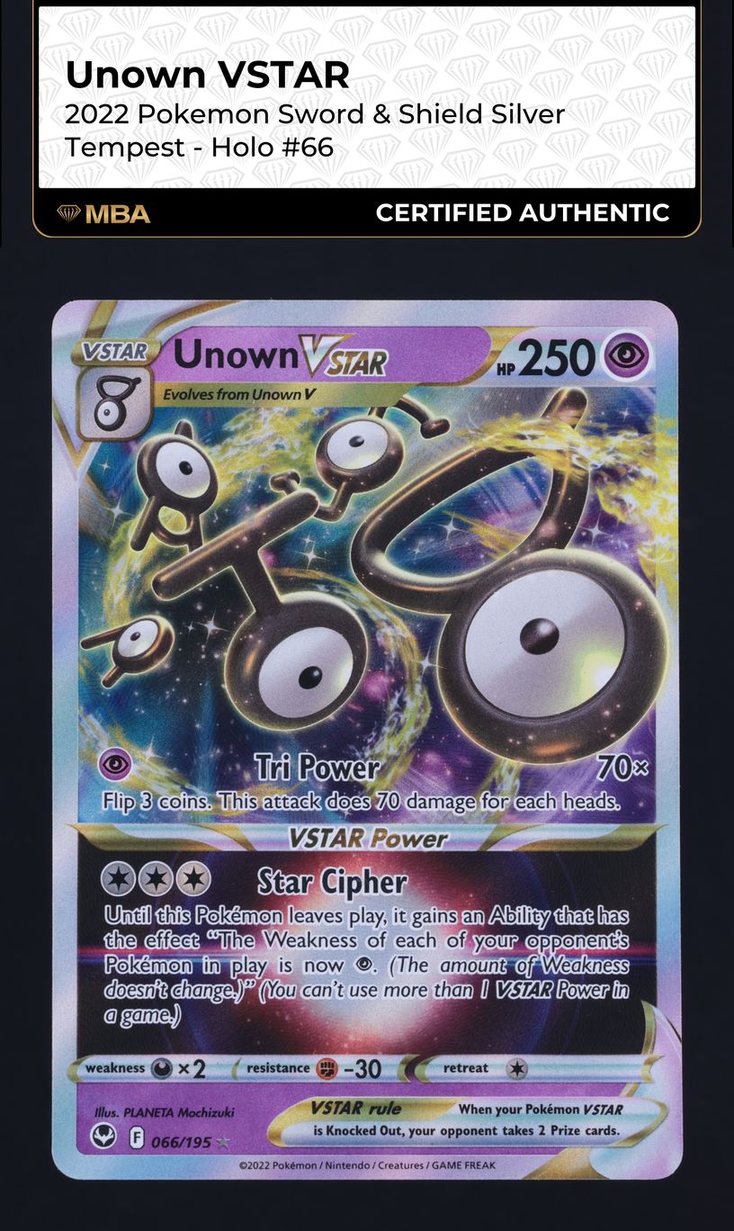 2022 Pokemon Sword & Shield Silver Tempest Unown VSTAR #66 MBA AUTH