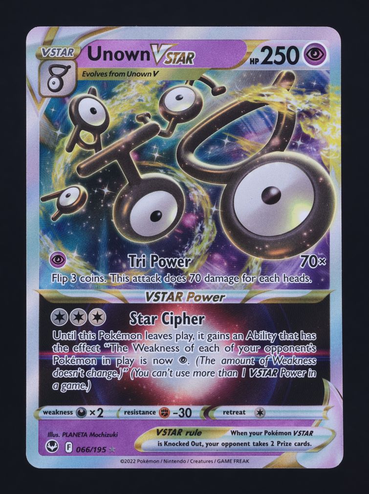 2022 Pokemon Sword & Shield Silver Tempest Unown VSTAR #66 MBA AUTH