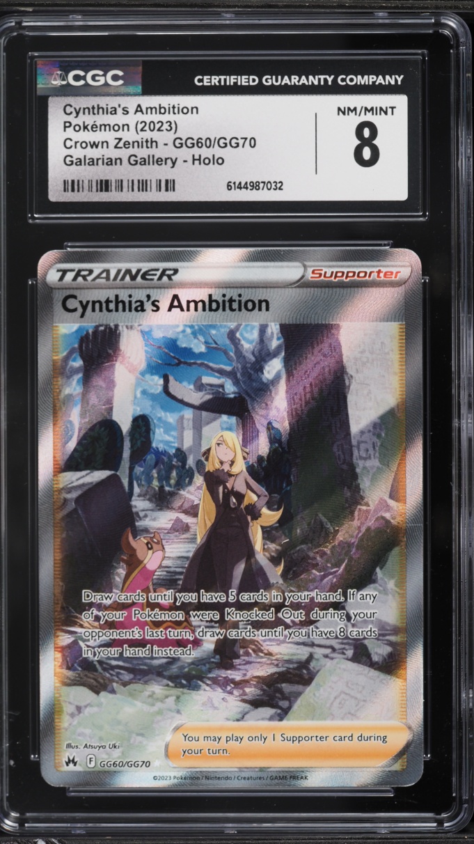 2023 Pokemon Sword & Shield Crown Zenith Alt Art Cynthia's Ambition #GG60 CGC 8 NM-MT