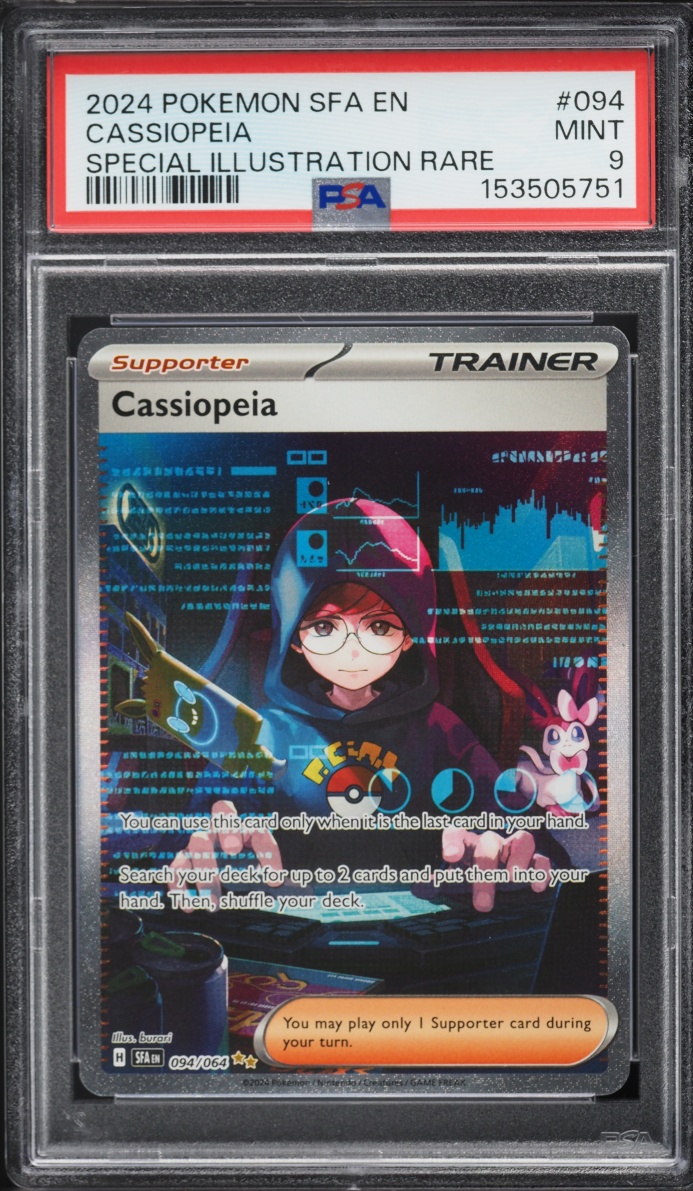 2024 Pokemon Scarlet & Violet Shrouded Fable SIR Cassiopeia #94 PSA 9 MINT