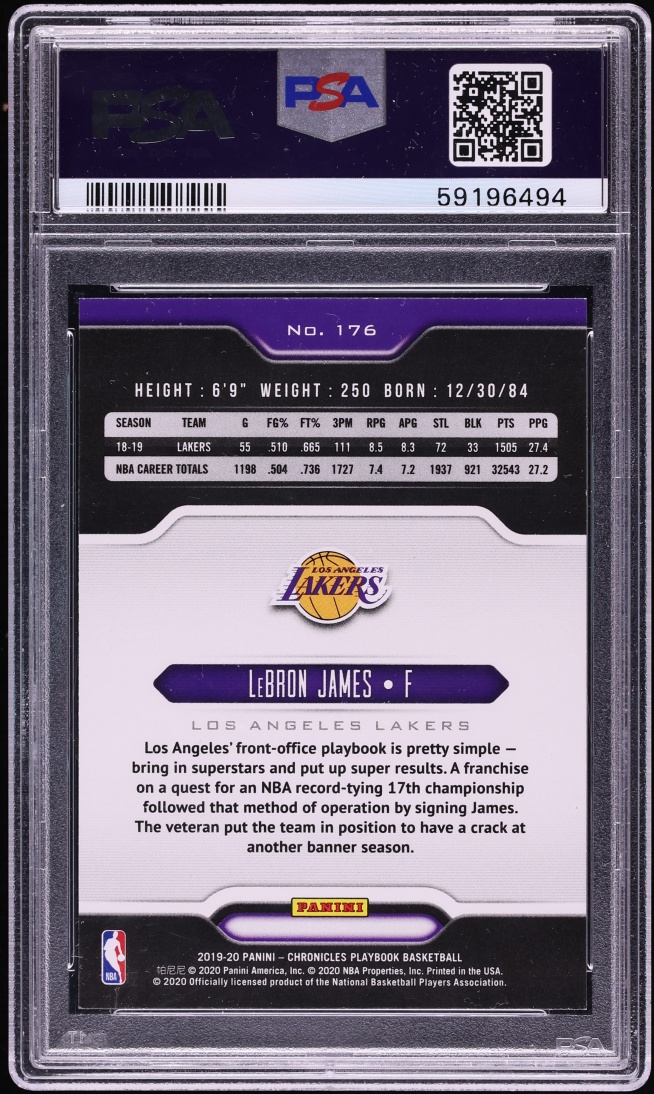 2019 Panini Chronicles Playbook LeBron James #176 PSA 9 MINT