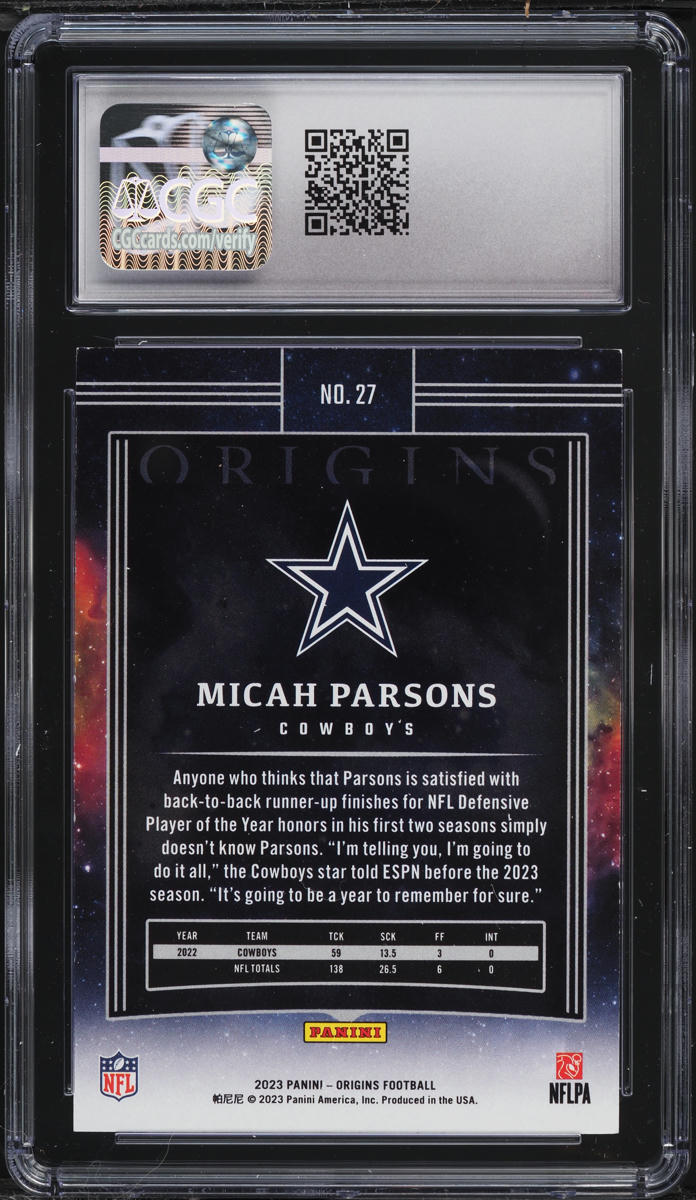 2023 Panini Origins Blue Micah Parsons /99 #27 CGC 8.5 NM-MT+