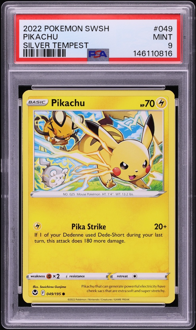 2022 Pokemon Sword & Shield Silver Tempest Pikachu #49 PSA 9 MINT