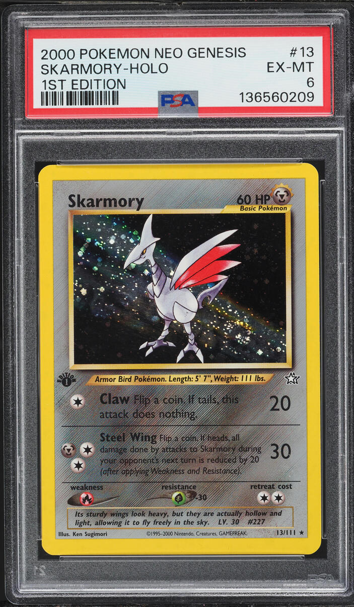 2000 Pokemon Neo Genesis 1st Edition Holo Skarmory #13 PSA 6 EXMT