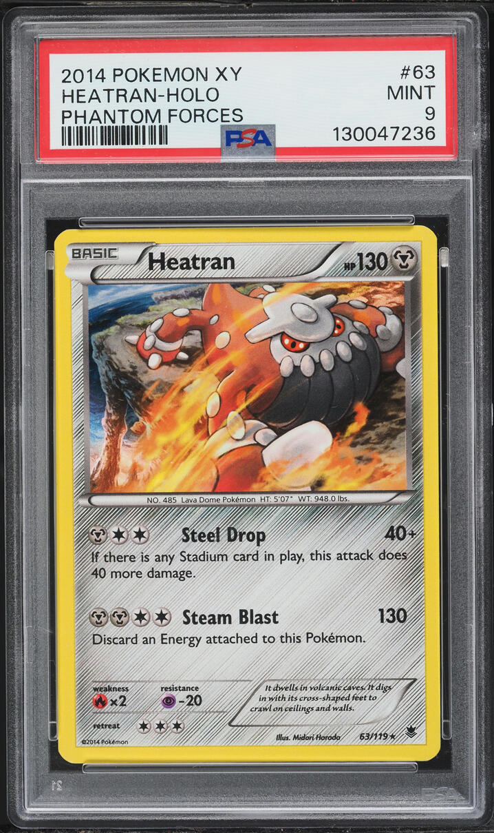 2014 Pokemon XY Phantom Forces Holo Heatran #63 PSA 9 MINT