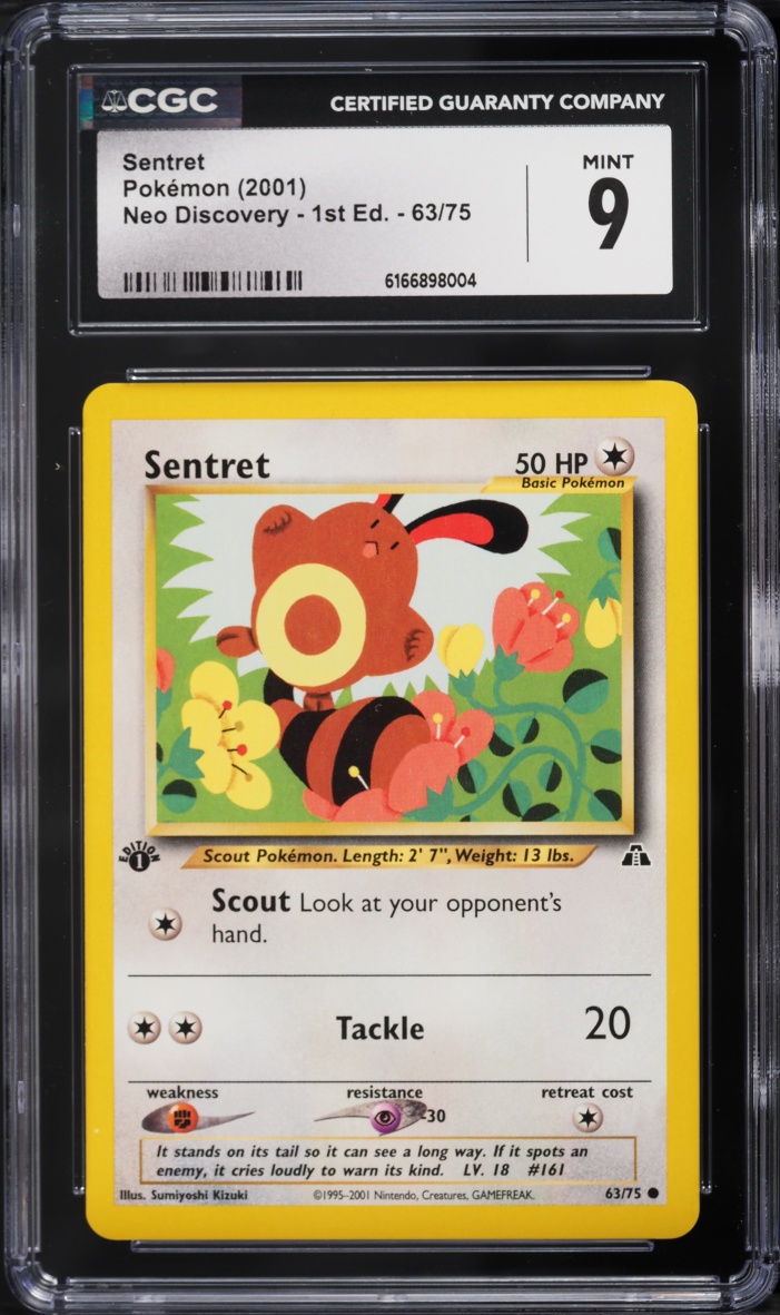 2001 Pokemon Neo Discovery 1st Edition Sentret #63 CGC 9 MINT
