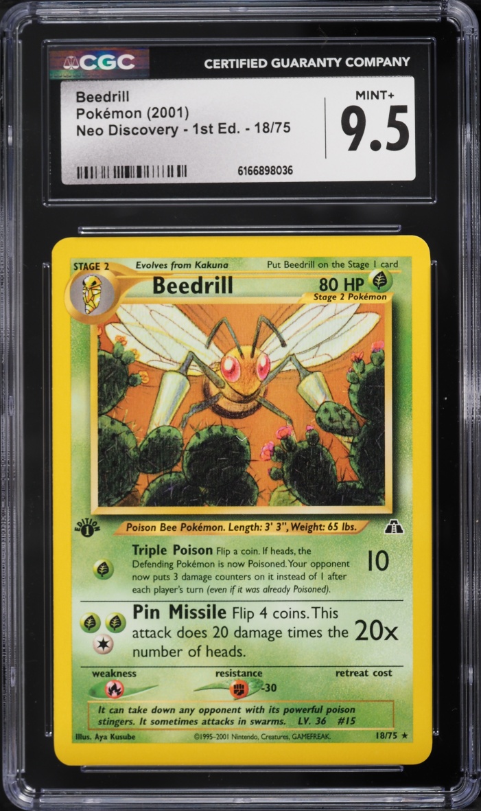 2001 Pokemon Neo Discovery 1st Edition Beedrill #18 CGC 9.5 MINT+