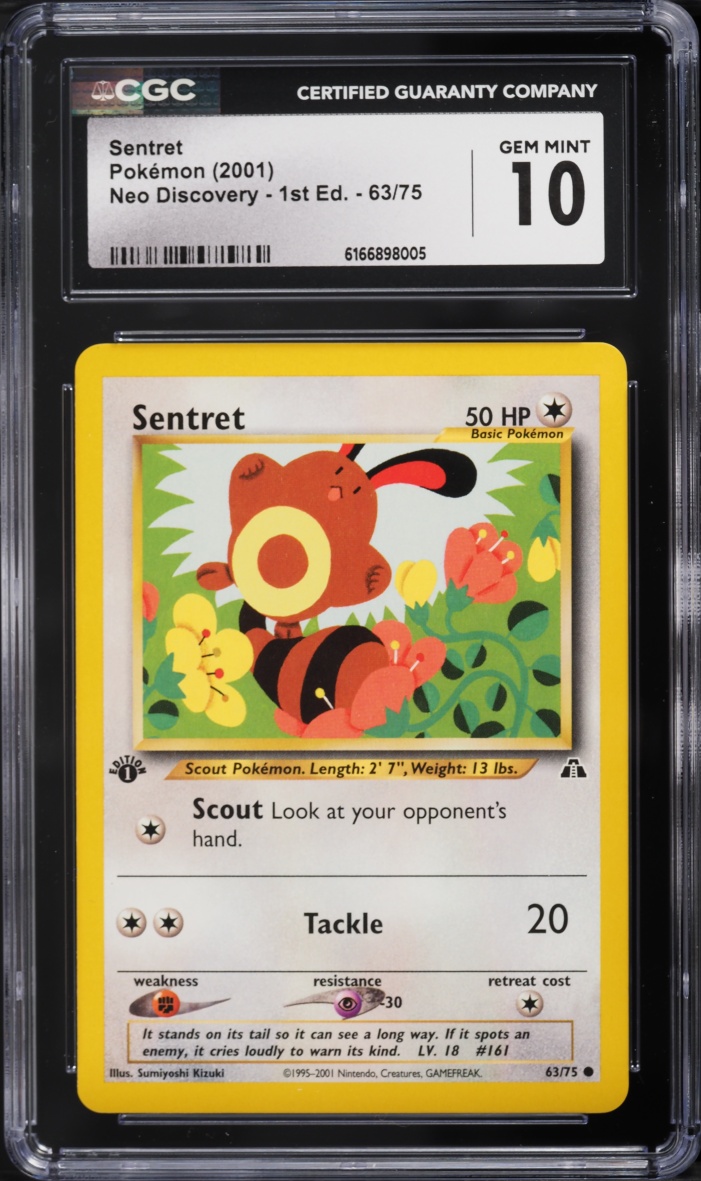 2001 Pokemon Neo Discovery 1st Edition Sentret #63 CGC 10 GEM MINT