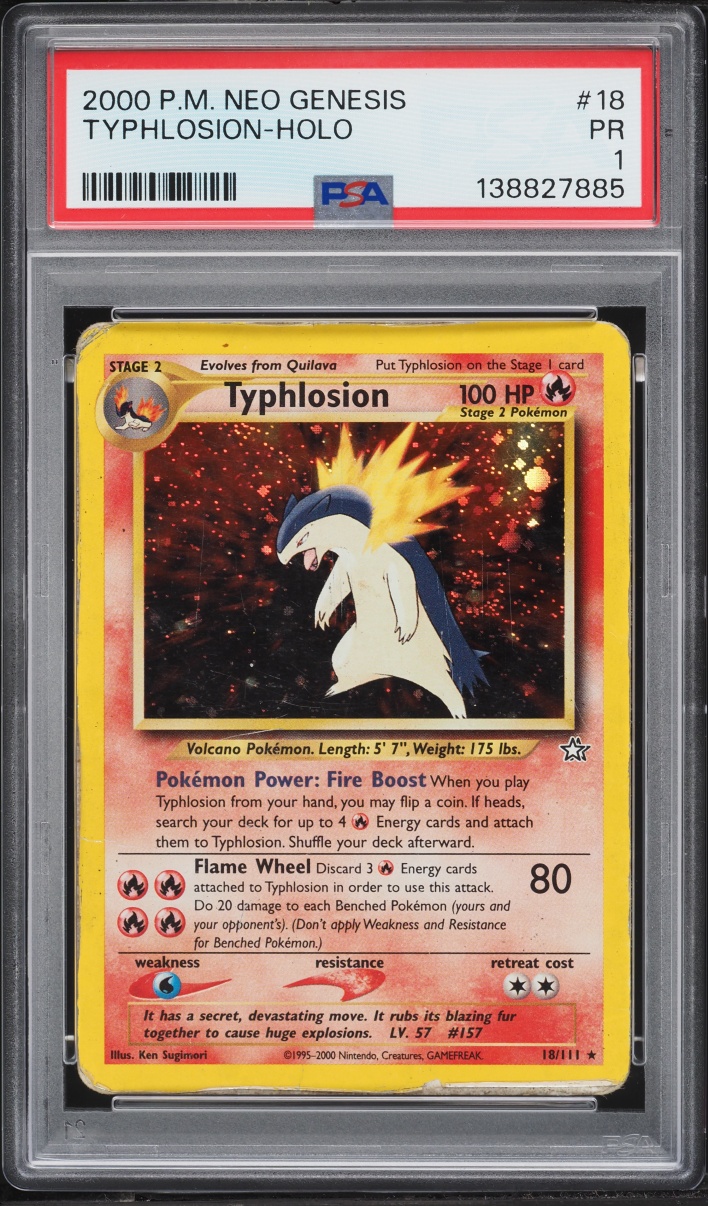 2000 Pokemon Neo Genesis Holo Typhlosion #18 PSA 1 PR