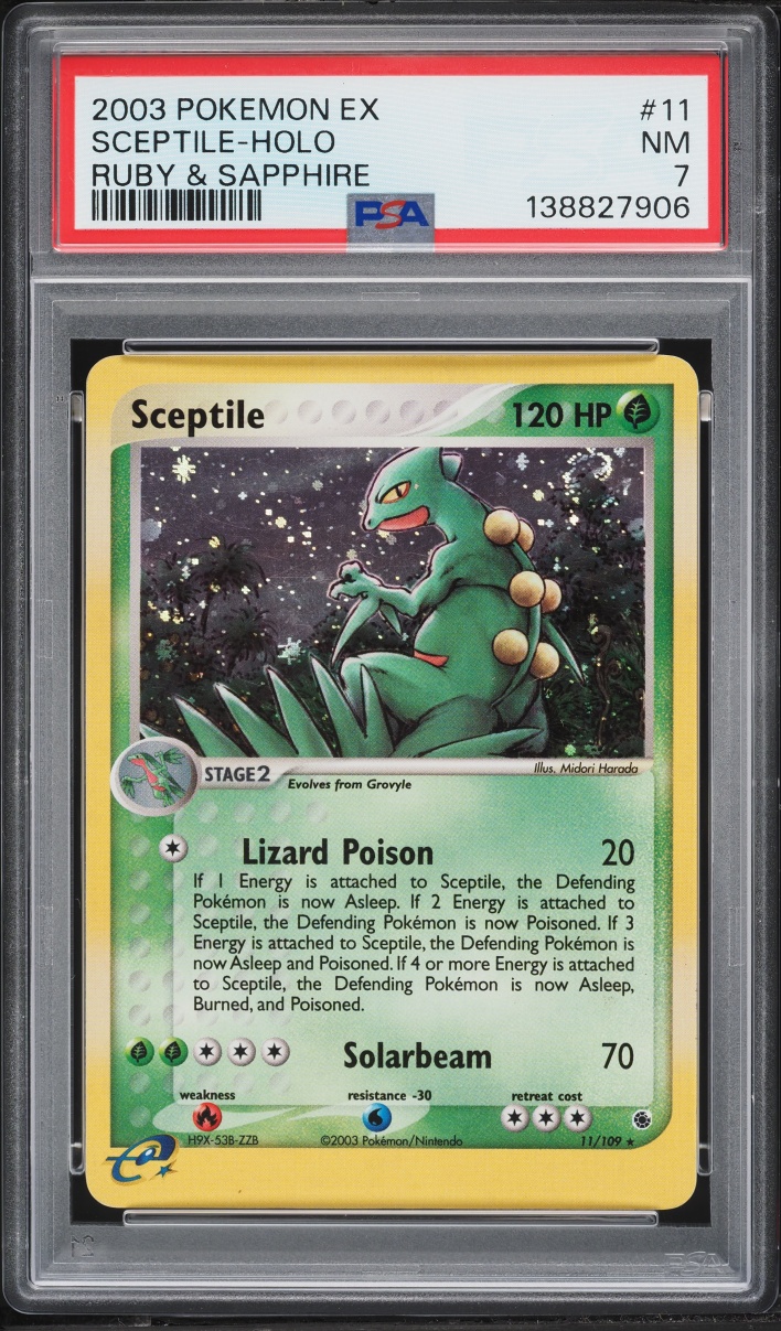 2003 Pokemon EX Ruby & Sapphire Holo Sceptile #11 PSA 7 NRMT