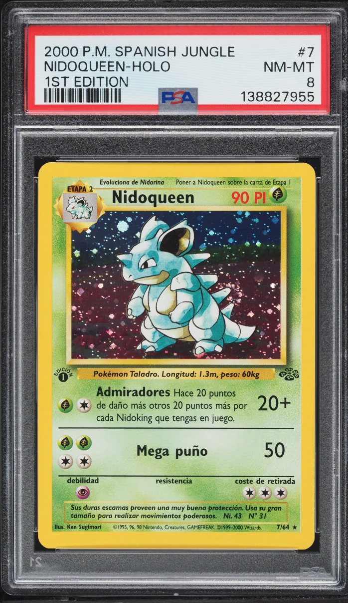 2000 Pokemon Spanish Jungle 1st Edition Holo Nidoqueen #7 PSA 8 NM-MT