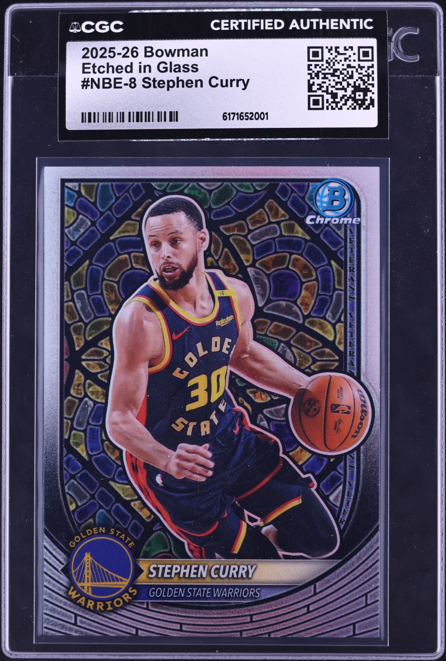 2025 Bowman Chrome Etched In Glass Stephen Curry #NBE-8 CGC AUTH