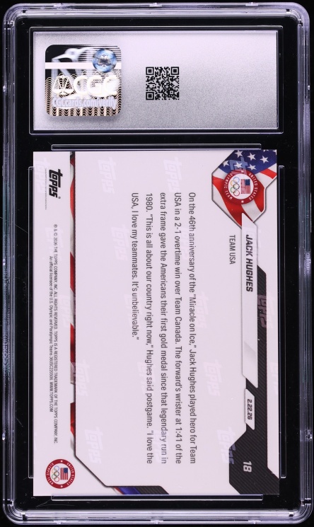 2026 Topps Now Olympics Jack Hughes #18 CGC 8 NM-MT