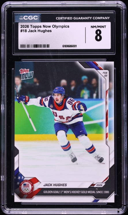 2026 Topps Now Olympics Jack Hughes #18 CGC 8 NM-MT
