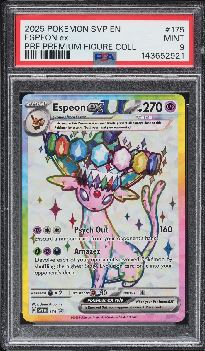 2025 Pokemon SV Promo Prismatic Evolutions Premium Figure Full Art Espeon ex #175 PSA 9 MINT