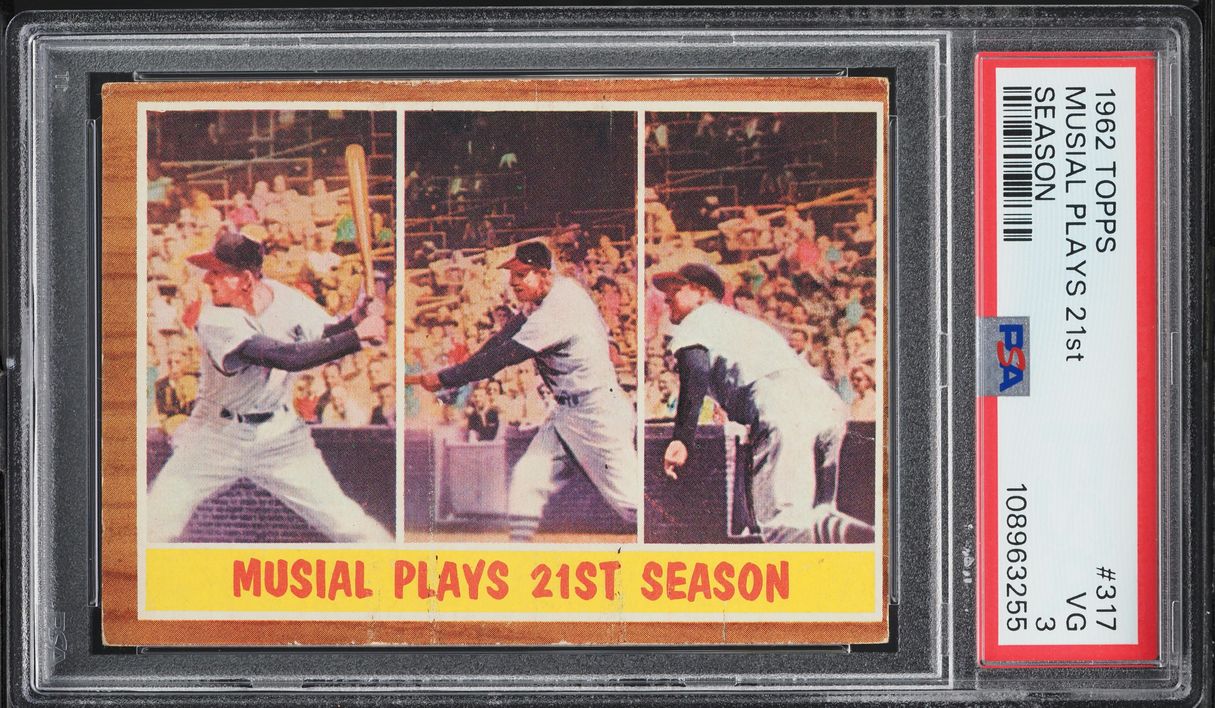 1962 Topps Stan Musial PLAYS 21ST SEASON #317 PSA 3 VG