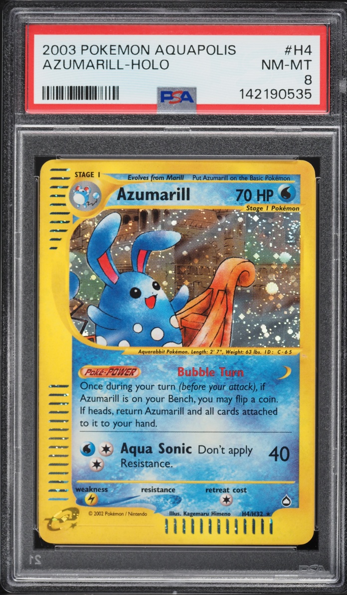 2003 Pokemon Aquapolis Holo Azumarill #H4 PSA 8 NM-MT