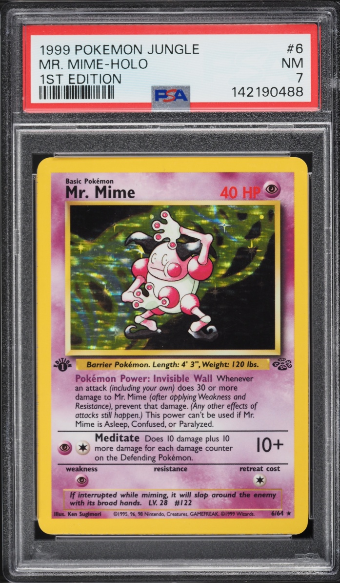 1999 Pokemon Jungle 1st Edition Holo Mr. Mime #6 PSA 7 NRMT