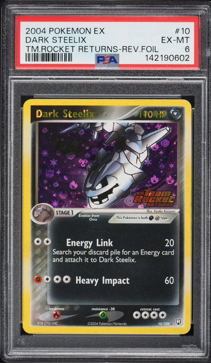 2004 Pokemon EX Team Rocket Returns Reverse Holo Dark Steelix #10 PSA 6 EXMT