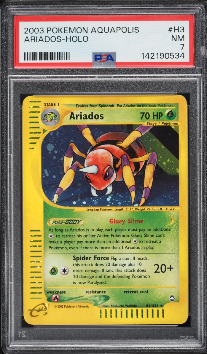 2003 Pokemon Aquapolis Holo Ariados #H3 PSA 7 NRMT