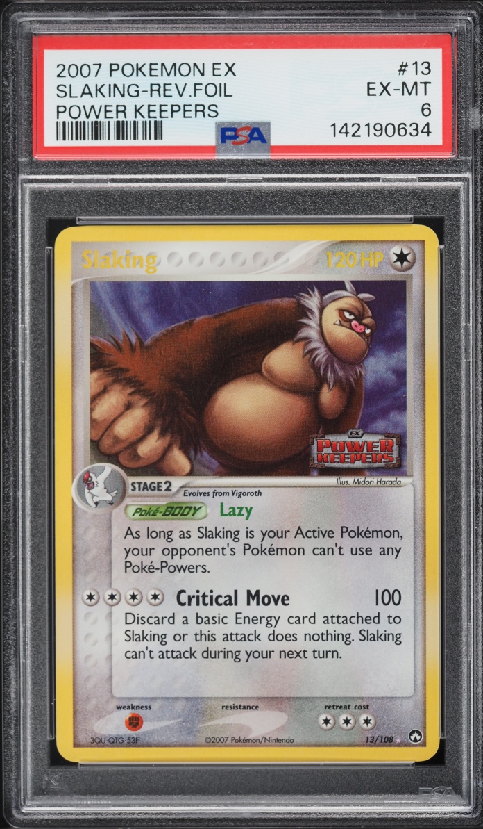 2007 Pokemon EX Power Keepers Reverse Holo Slaking #13 PSA 6 EXMT