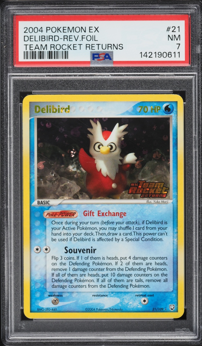 2004 Pokemon EX Team Rocket Returns Reverse Holo Delibird #21 PSA 7 NRMT