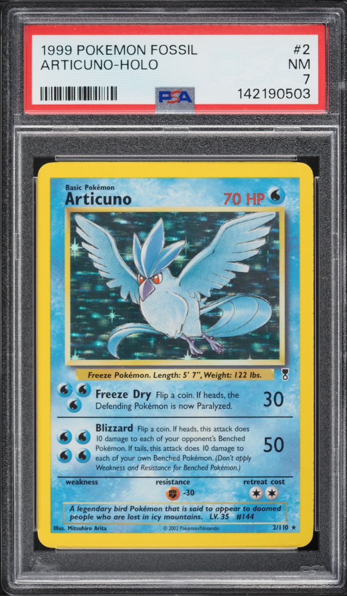 1999 Pokemon Fossil Holo Articuno #2 PSA 7 NRMT
