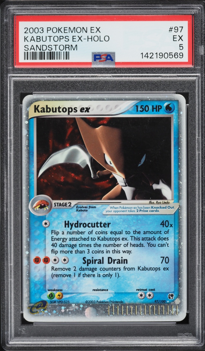 2003 Pokemon EX Sandstorm Holo Kabutops Ex #97 PSA 5 EX