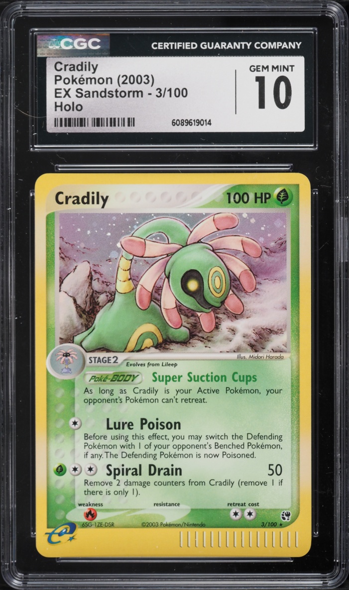 2003 Pokemon EX Sandstorm Holo Cradily #3 CGC 10 GEM MINT