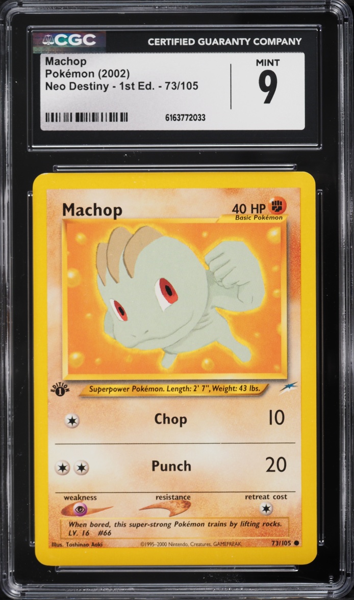 2002 Pokemon Neo Destiny 1st Edition Machop #73 CGC 9 MINT