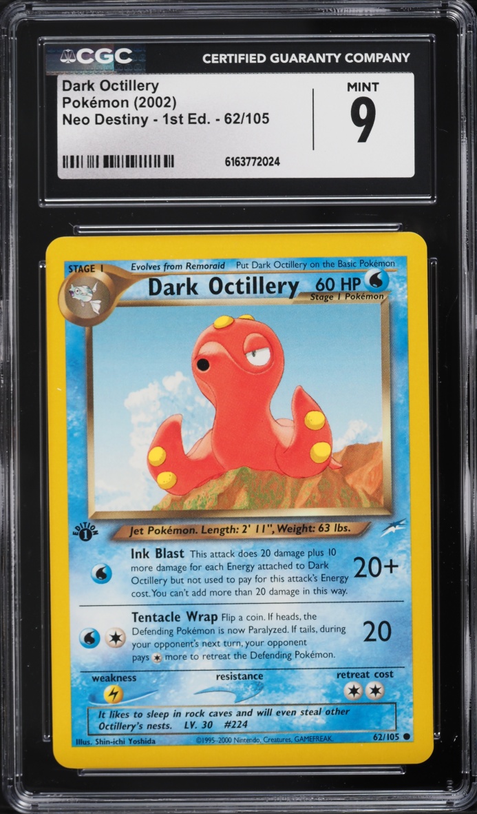 2002 Pokemon Neo Destiny 1st Edition Dark Octillery #62 CGC 9 MINT